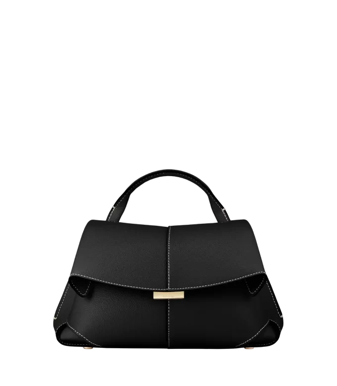 Mokki Mini Edition  Textured Black with Ecru Stitching