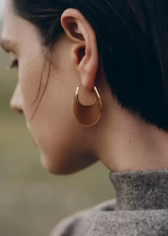 Éole Slim Hoop Earrings Edition Camel Leather Éole Slim Hoop Earrings Edition Camel Leather